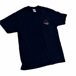 toronto canada red maple leaf embroidered black tee